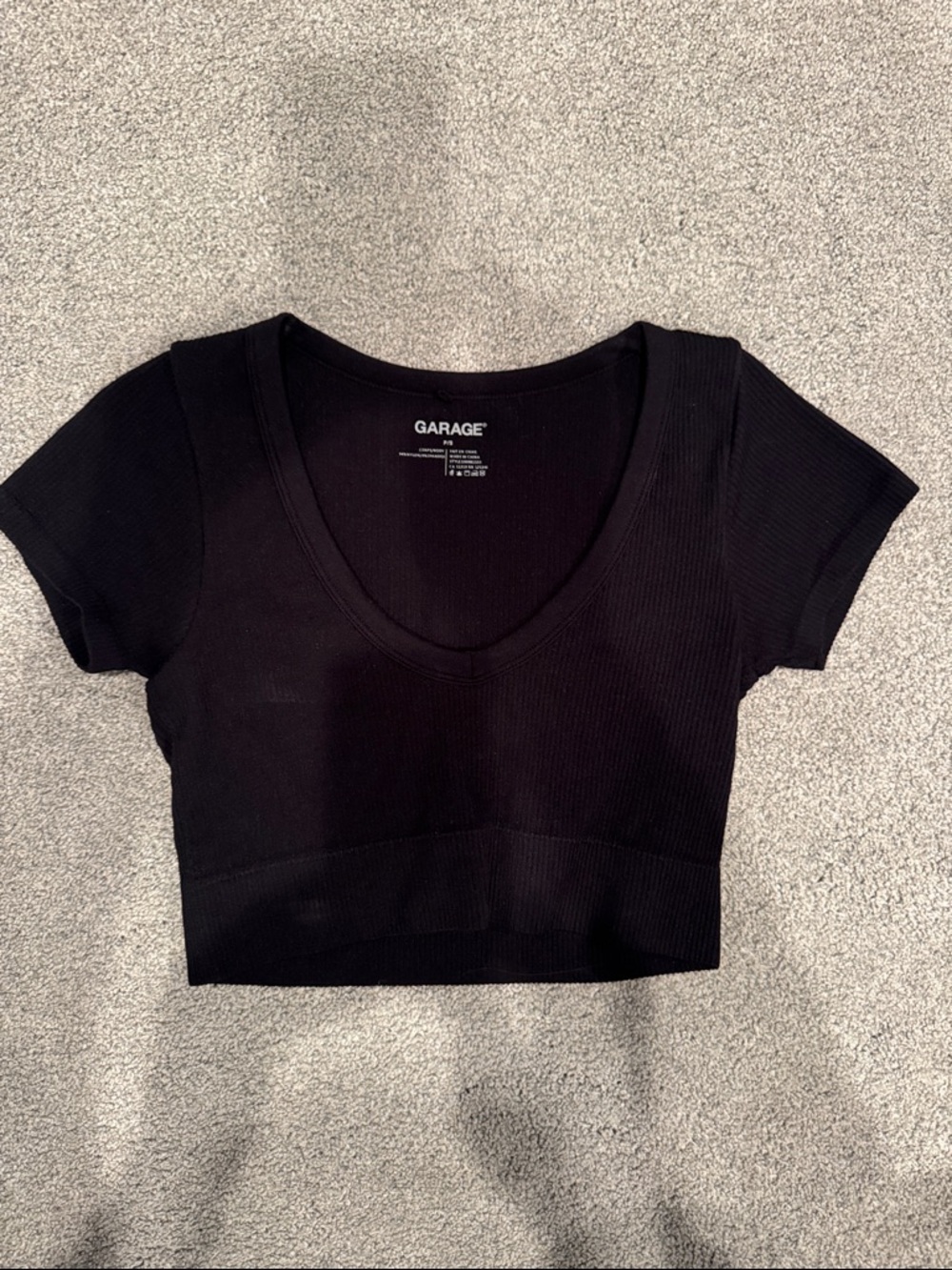 Garage Black Scoop Neck Cropped Tee